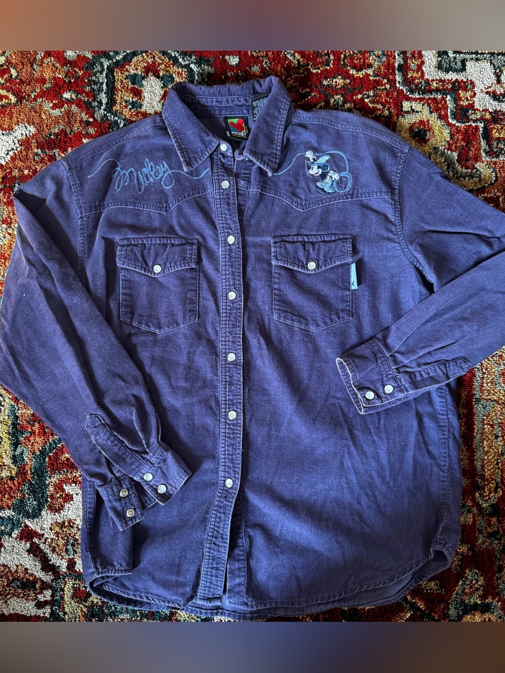 Mickey Mouse Western Lasso Corduroy Button Up Shirt